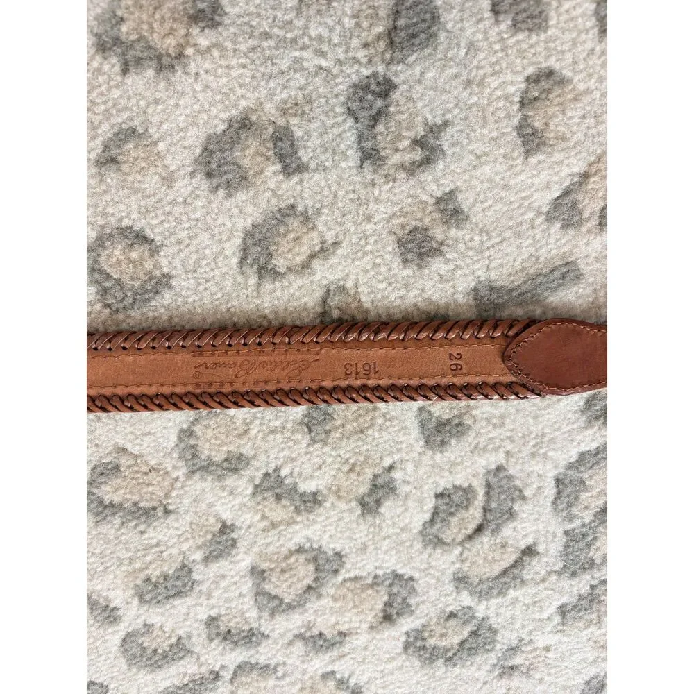 Vintage 90s Eddie Bauer Beaded Western Leather Belt Brown Size 26